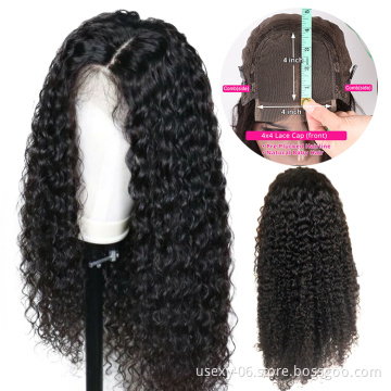 Fast Shipping 180% Density Virgin Brazilian 4x4 Lace Closure Human Hair Wig Straight Curly Wigs with Closure for Black Women